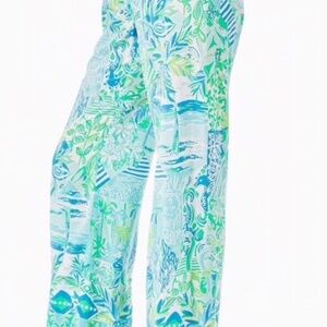 Lilly Pulitzer Bal Harbour Mid-Rise Palazzo Pants Beach Happy, M, preloved